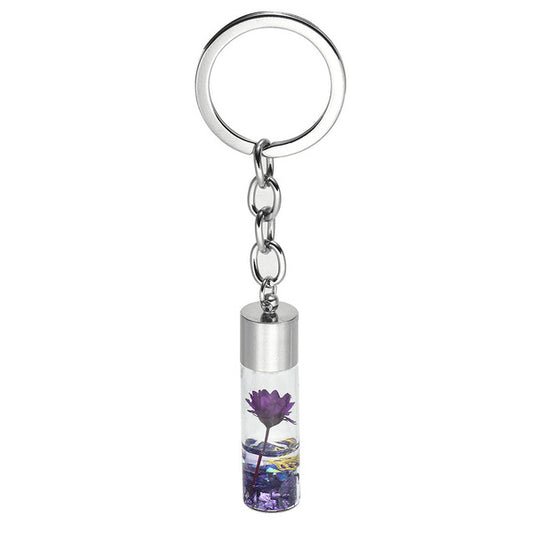 Cute Flower Wish Bottle Glass Keychain - Colorful Drift Bottle, Best Friend Gift