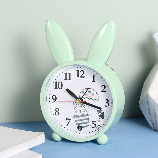 Small Cartoon Rabbit Alarm Clock Bedroom Bedside Decoration Simple Mute Small Student Gift