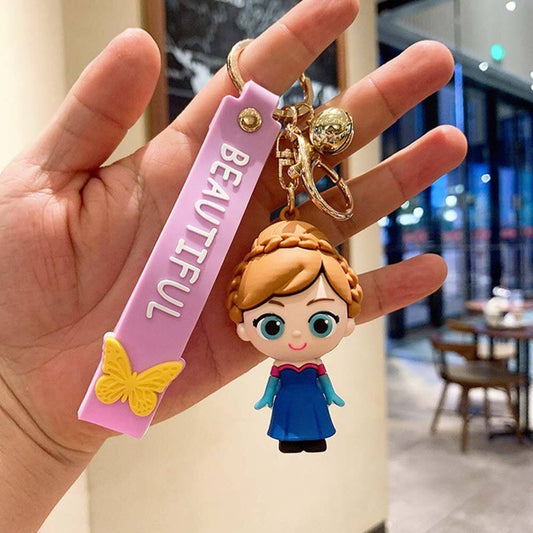 Disney Elsa Princess Keychain Frozen Cute Snow Treasure Doll Car Keyring Pendant Couple Schoolbag Ornament Keychain.