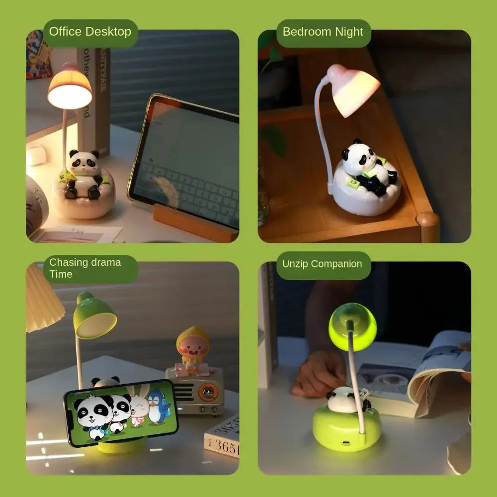 Rechargeable Sofa Panda Nightlight Ornament 360° Adjustable Cartoon Panda Mobile Phone Bracket USB-C Children's Sleep Light