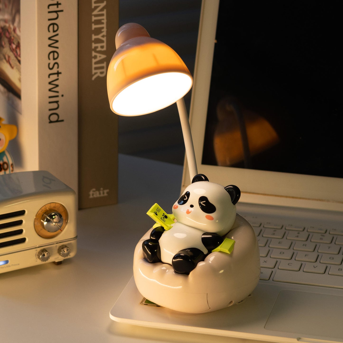 Rechargeable Sofa Panda Nightlight Ornament 360° Adjustable Cartoon Panda Mobile Phone Bracket USB-C Children's Sleep Light