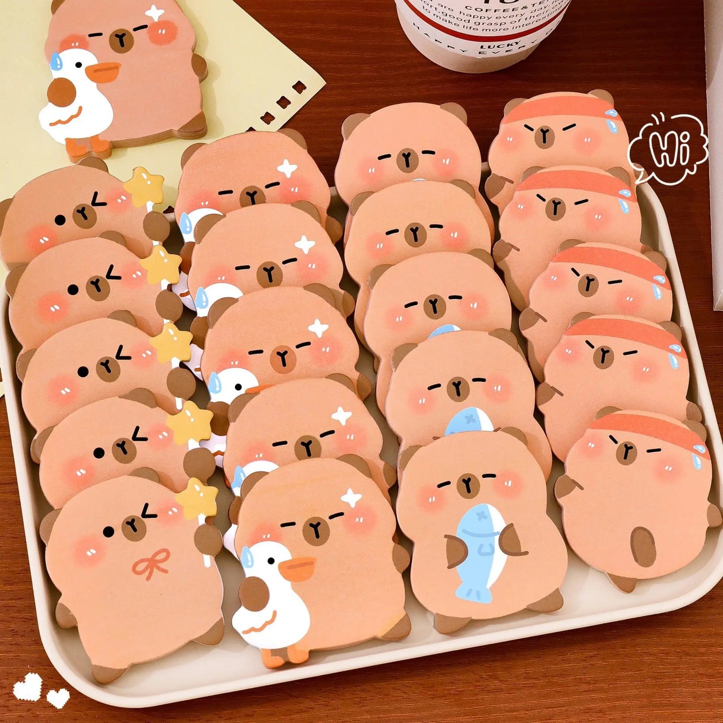 Cute Sticky Note Book Kawaii Fish Capybara Shaped Memo Writing Pads