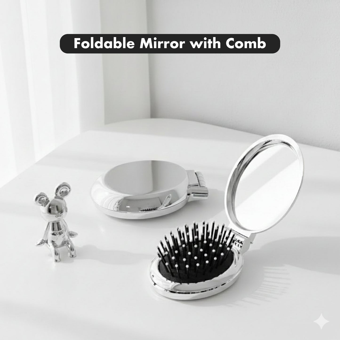 Portable folding comb with air cushion and massage function with mini mirror for women and children