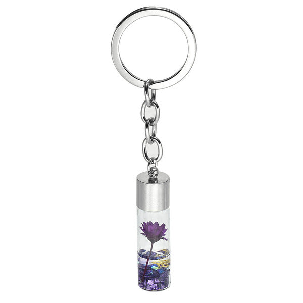 Cute Flower Wish Bottle Glass Keychain - Colorful Drift Bottle, Best Friend Gift