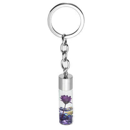 Cute Flower Wish Bottle Glass Keychain - Colorful Drift Bottle, Best Friend Gift