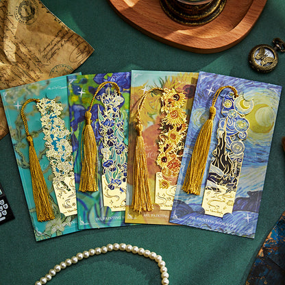 Creative Metal Oil Painting Bookmarks for Books Holder Share Book Markers Tab Decoration Bookmark Memorial Gifts Graduation Rewards for Students book marker