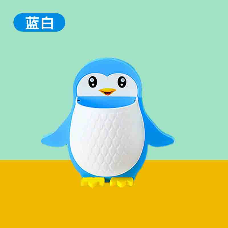 Penguin Shaped Toothbrush Holder Storage Rack Chopsticks Spoon Sundries Makeup Pen Wall Hanging Organizer Box Shelf For Bathroom