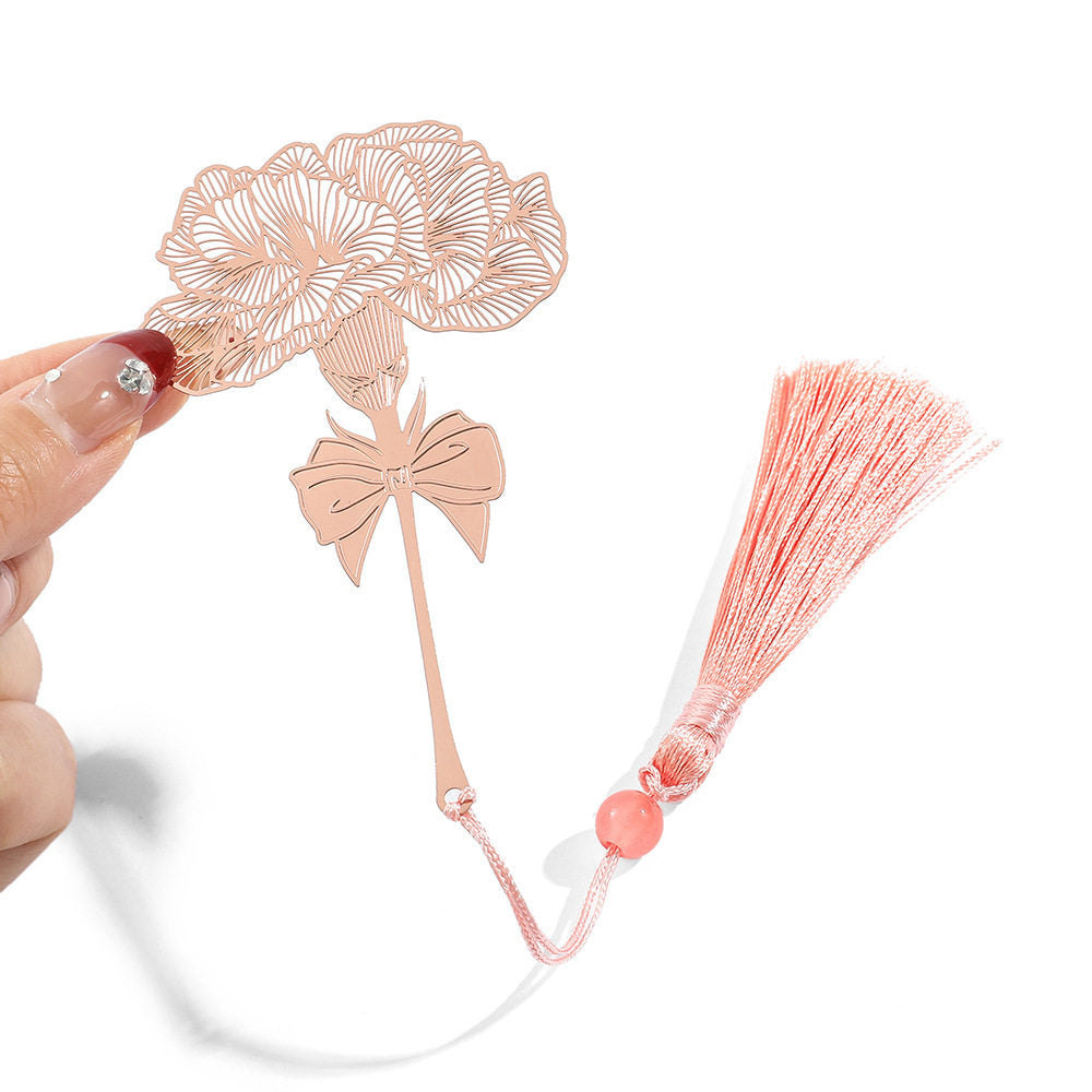 Golden Flower Bookmarks Dandelion Daisy Page Marker Stationery Tools Stainless Steel Tassels Literature Reading Lovers Gifts