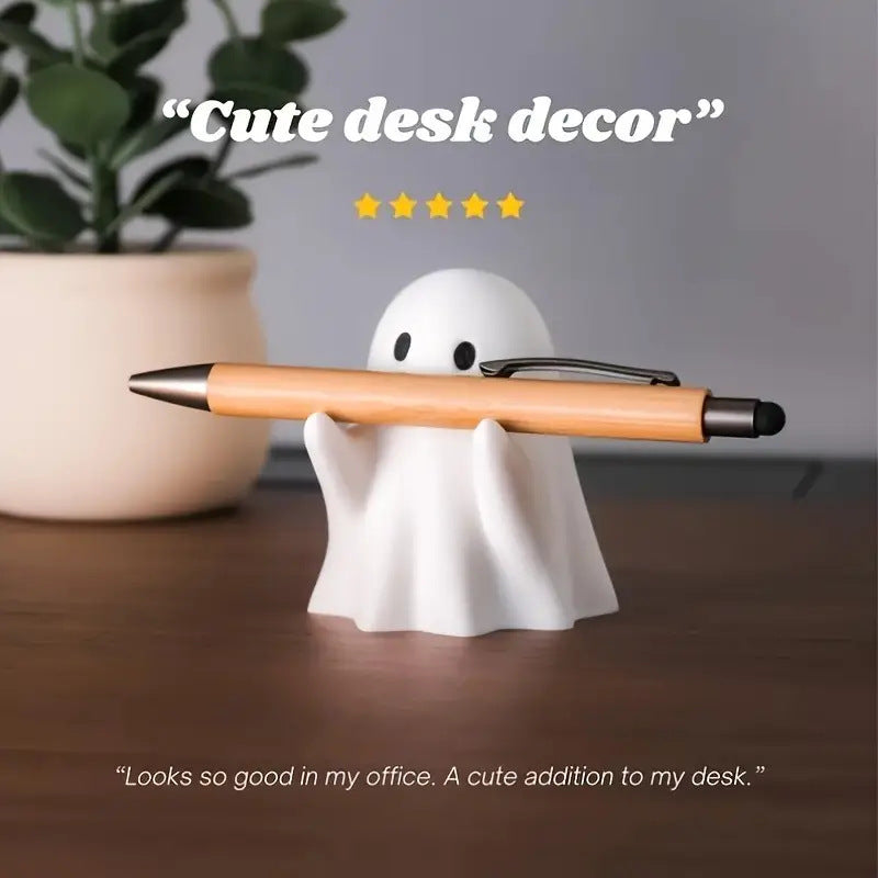 Cute Creative Ghost Pen Holder Portable Halloween Ghost Figurine Funny Decorative Little Ghost Statue