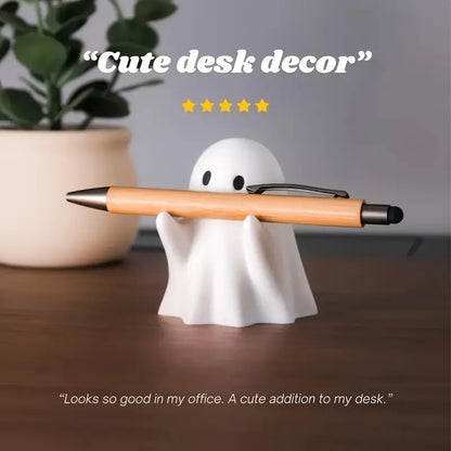 Cute Creative Ghost Pen Holder Portable Halloween Ghost Figurine Funny Decorative Little Ghost Statue