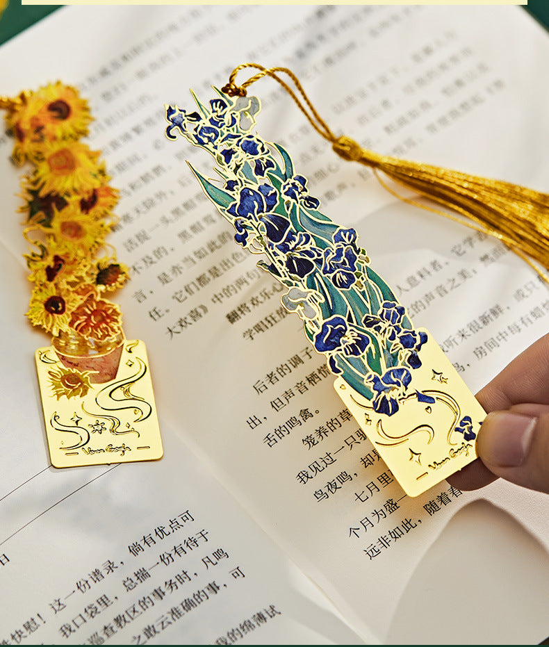 Creative Metal Oil Painting Bookmarks for Books Holder Share Book Markers Tab Decoration Bookmark Memorial Gifts Graduation Rewards for Students book marker