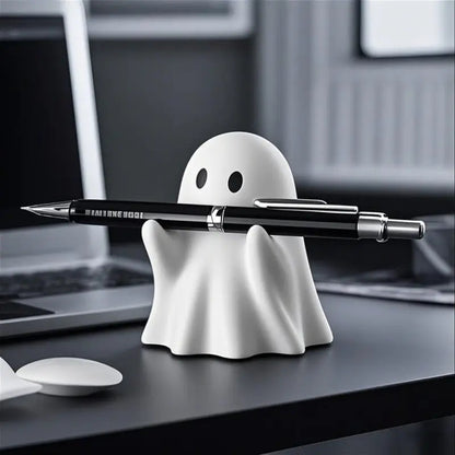 Cute Creative Ghost Pen Holder Portable Halloween Ghost Figurine Funny Decorative Little Ghost Statue