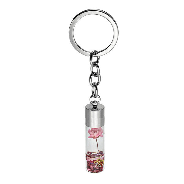 Cute Flower Wish Bottle Glass Keychain - Colorful Drift Bottle, Best Friend Gift