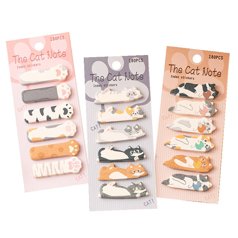 1 Pcs Stationery Cartoon Cat Animals Marker Memo Pad Bookmark Flags Index Tab Sticky Notes Label Paper Stickers