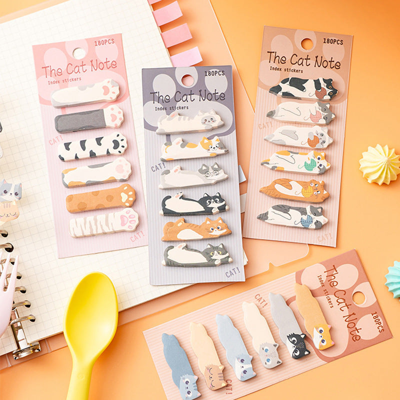 1 Pcs Stationery Cartoon Cat Animals Marker Memo Pad Bookmark Flags Index Tab Sticky Notes Label Paper Stickers