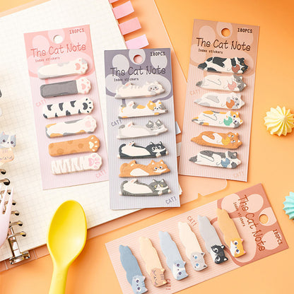 1 Pcs Stationery Cartoon Cat Animals Marker Memo Pad Bookmark Flags Index Tab Sticky Notes Label Paper Stickers