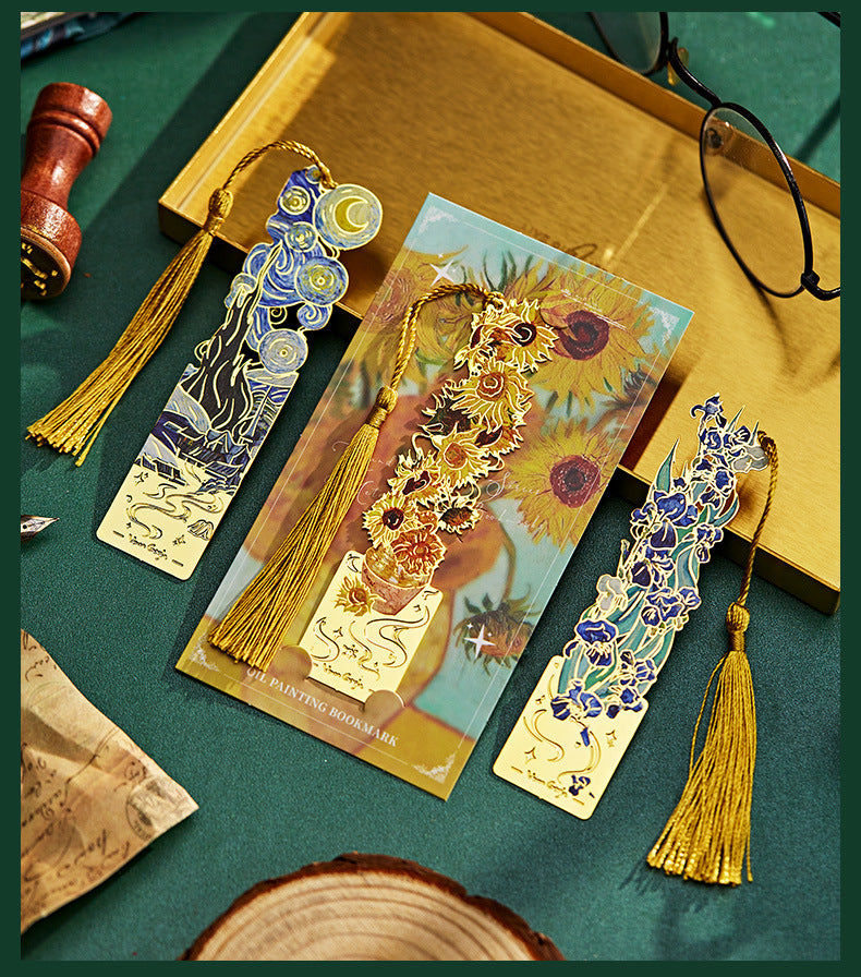 Creative Metal Oil Painting Bookmarks for Books Holder Share Book Markers Tab Decoration Bookmark Memorial Gifts Graduation Rewards for Students book marker