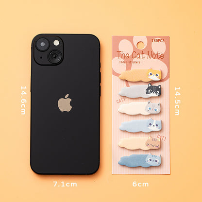 1 Pcs Stationery Cartoon Cat Animals Marker Memo Pad Bookmark Flags Index Tab Sticky Notes Label Paper Stickers