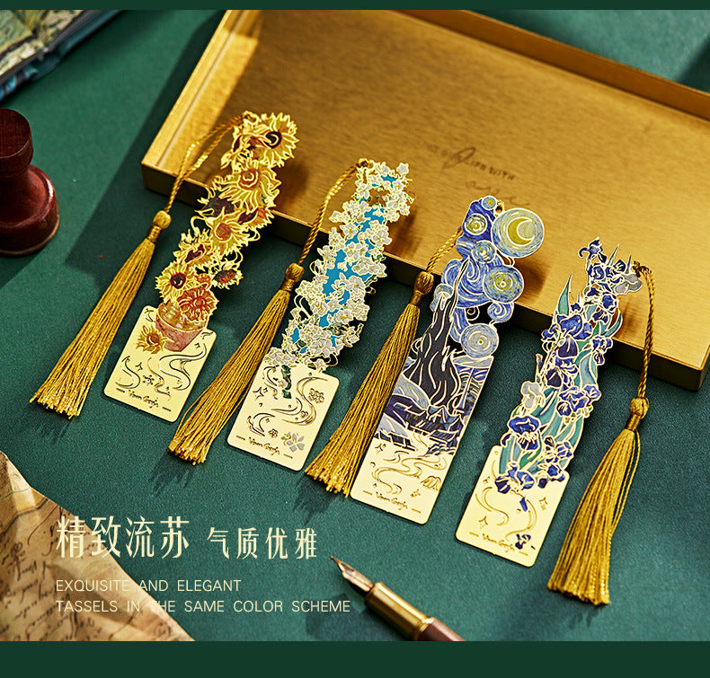 Creative Metal Oil Painting Bookmarks for Books Holder Share Book Markers Tab Decoration Bookmark Memorial Gifts Graduation Rewards for Students book marker