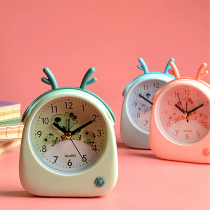 Cartoon Animal Alarm Clock Cute Personality Antlers Desktop Children Bedside Alarm Clock Candy Color Decorative Desk Clock