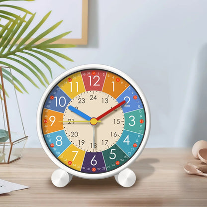 Cute Children's Educational Alarm Clock Bedroom Desktop Early Education Small Round Mute For Home Decoration