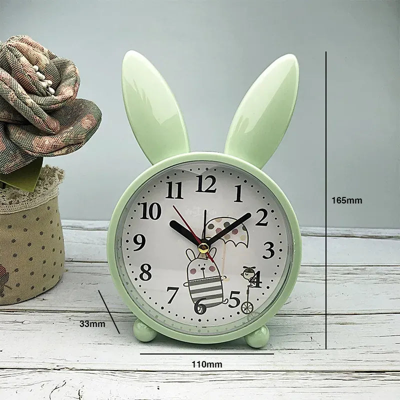 Small Cartoon Rabbit Alarm Clock Bedroom Bedside Decoration Simple Mute Small Student Gift