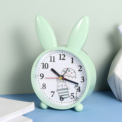 Small Cartoon Rabbit Alarm Clock Bedroom Bedside Decoration Simple Mute Small Student Gift