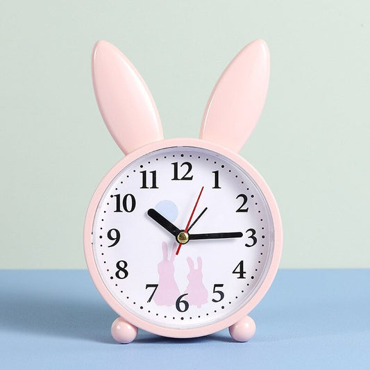 Small Cartoon Rabbit Alarm Clock Bedroom Bedside Decoration Simple Mute Small Student Gift