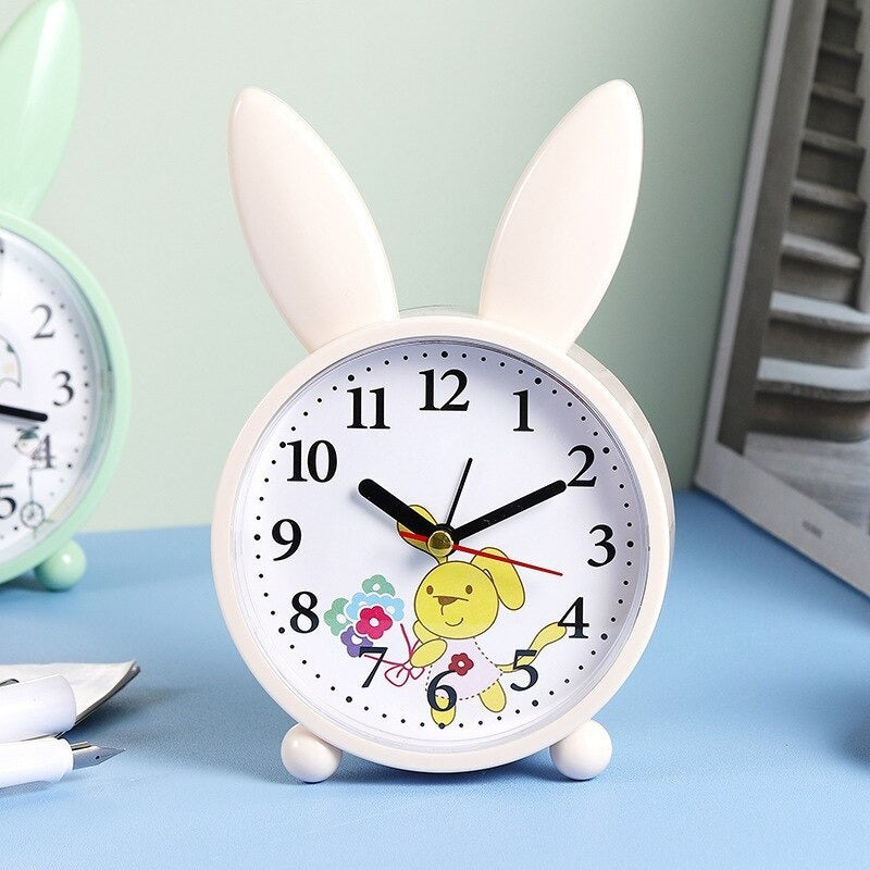 Small Cartoon Rabbit Alarm Clock Bedroom Bedside Decoration Simple Mute Small Student Gift