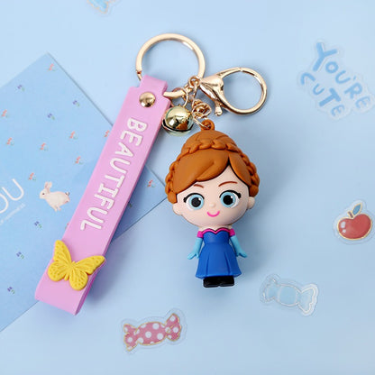 Disney Elsa Princess Keychain Frozen Cute Snow Treasure Doll Car Keyring Pendant Couple Schoolbag Ornament Keychain.