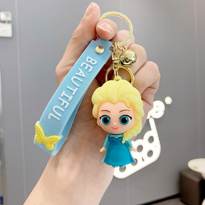 Disney Elsa Princess Keychain Frozen Cute Snow Treasure Doll Car Keyring Pendant Couple Schoolbag Ornament Keychain.