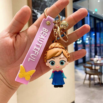 Disney Elsa Princess Keychain Frozen Cute Snow Treasure Doll Car Keyring Pendant Couple Schoolbag Ornament Keychain.