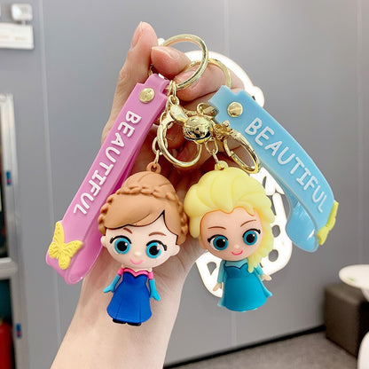 Disney Elsa Princess Keychain Frozen Cute Snow Treasure Doll Car Keyring Pendant Couple Schoolbag Ornament Keychain.