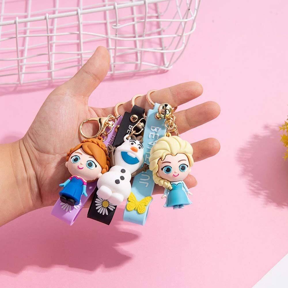 Disney Elsa Princess Keychain Frozen Cute Snow Treasure Doll Car Keyring Pendant Couple Schoolbag Ornament Keychain.