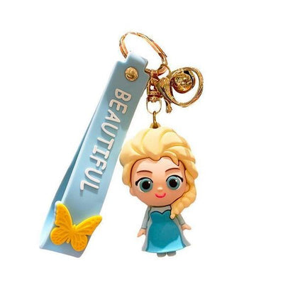 Disney Elsa Princess Keychain Frozen Cute Snow Treasure Doll Car Keyring Pendant Couple Schoolbag Ornament Keychain.