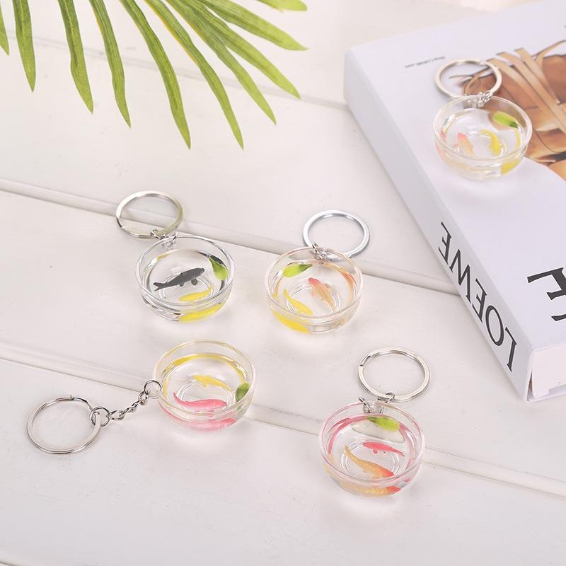 New Creative Lucky Koi Keychain Funny Fish Tank Goldfish Bag Pendant Fashion Ornaments Tourist Memorial Jewelry Gift For Friends