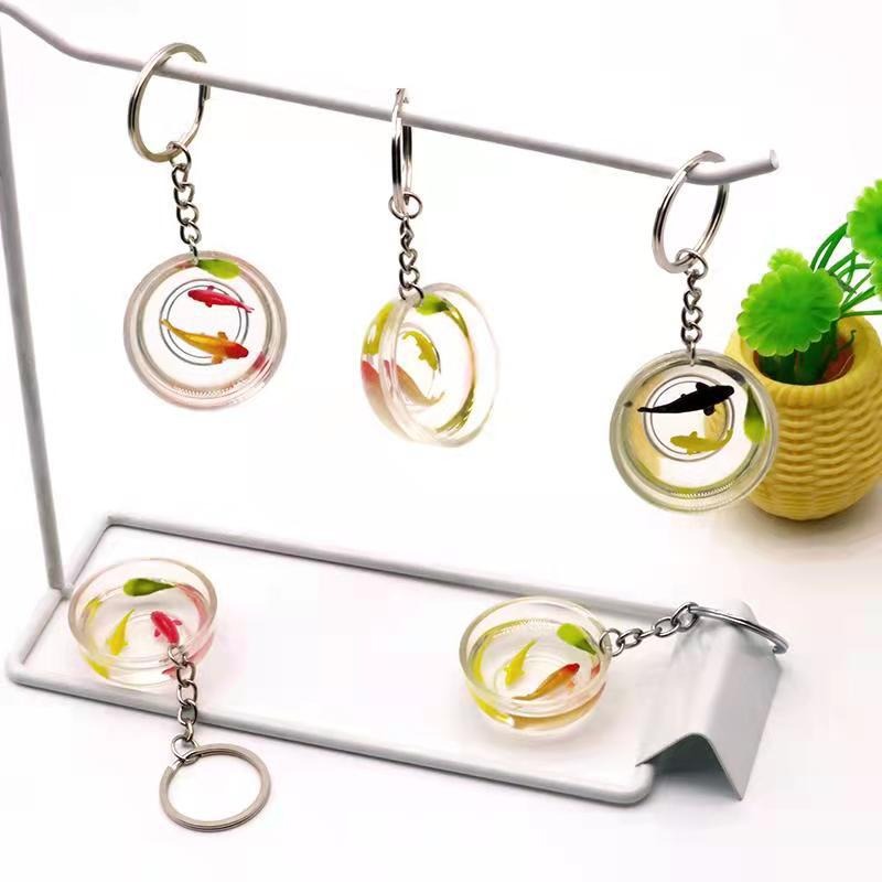 New Creative Lucky Koi Keychain Funny Fish Tank Goldfish Bag Pendant Fashion Ornaments Tourist Memorial Jewelry Gift For Friends