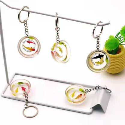 New Creative Lucky Koi Keychain Funny Fish Tank Goldfish Bag Pendant Fashion Ornaments Tourist Memorial Jewelry Gift For Friends