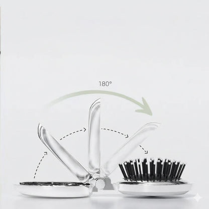 Portable folding comb with air cushion and massage function with mini mirror for women and children