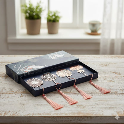 Golden Flower Bookmarks Dandelion Daisy Page Marker Stationery Tools Stainless Steel Tassels Literature Reading Lovers Gifts