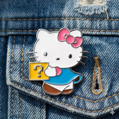 Hello Kitty Cat Coat Pin Cartoon Figure Metal Badge Brooch