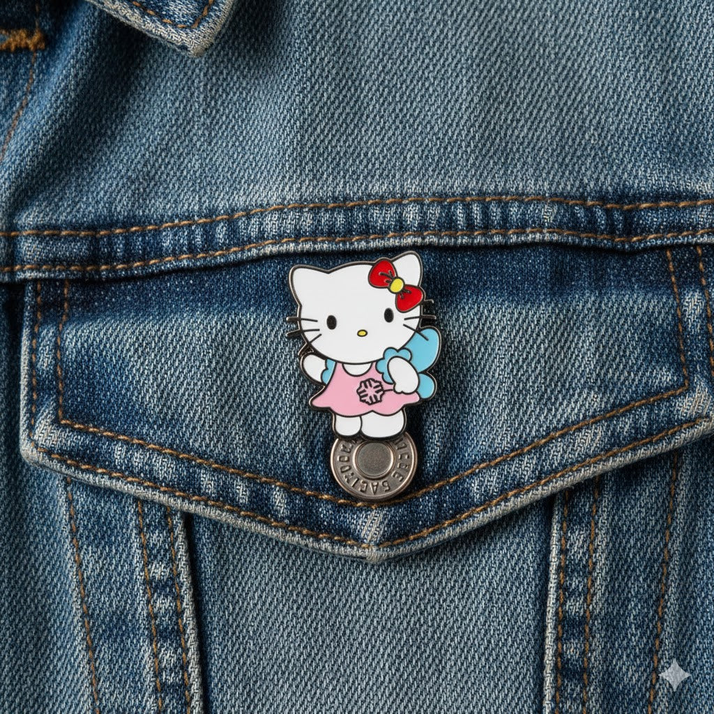 Hello Kitty Cat Coat Pin Cartoon Figure Metal Badge Brooch